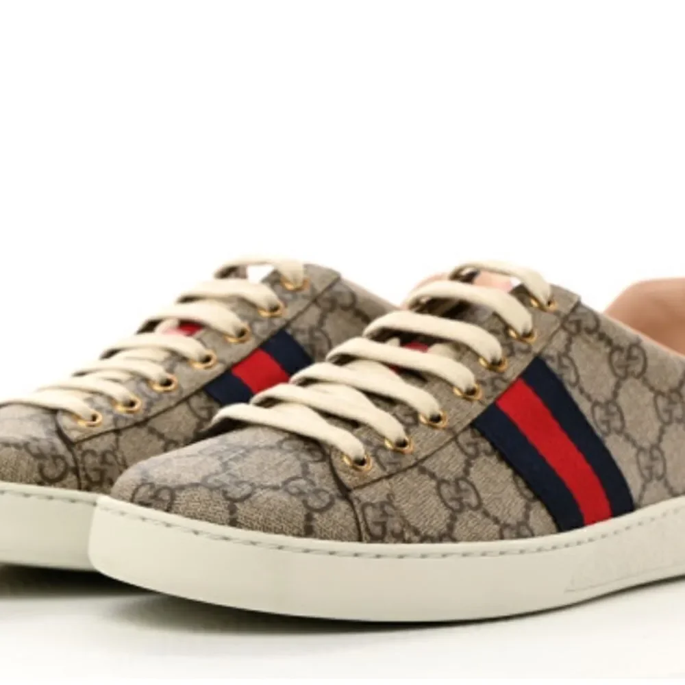 Gucci Men's Monogram Low Top Leather Trim Sneakers size 41.5 Nordstroms